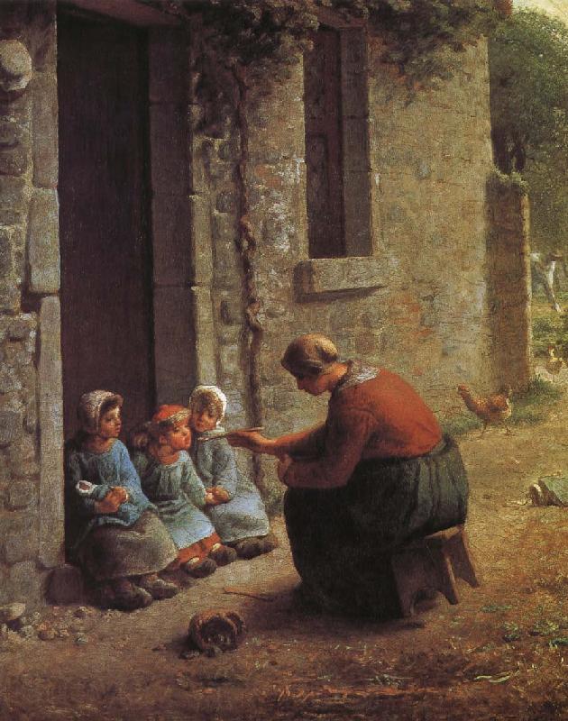 Jean Francois Millet Woman feeding the children Spain oil painting art